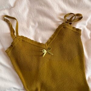 Rouje Chartreuse Knit Bodysuit with Bow